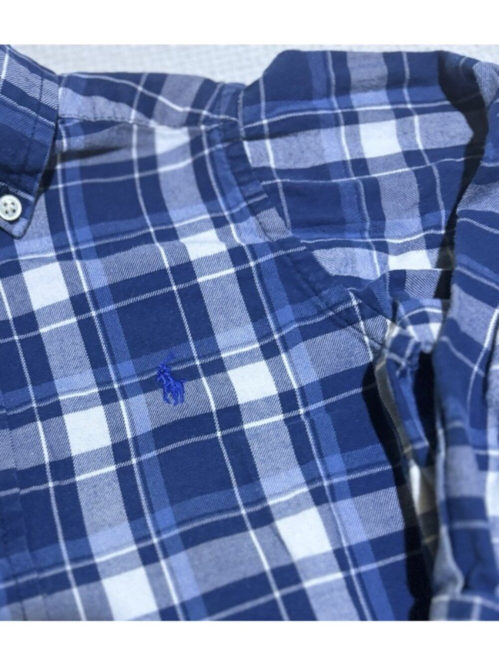 Ralph Lauren Shirt 3T Toddler Blue Check Button Down Modern Preppy Pony Boys - Picture 2 of 8